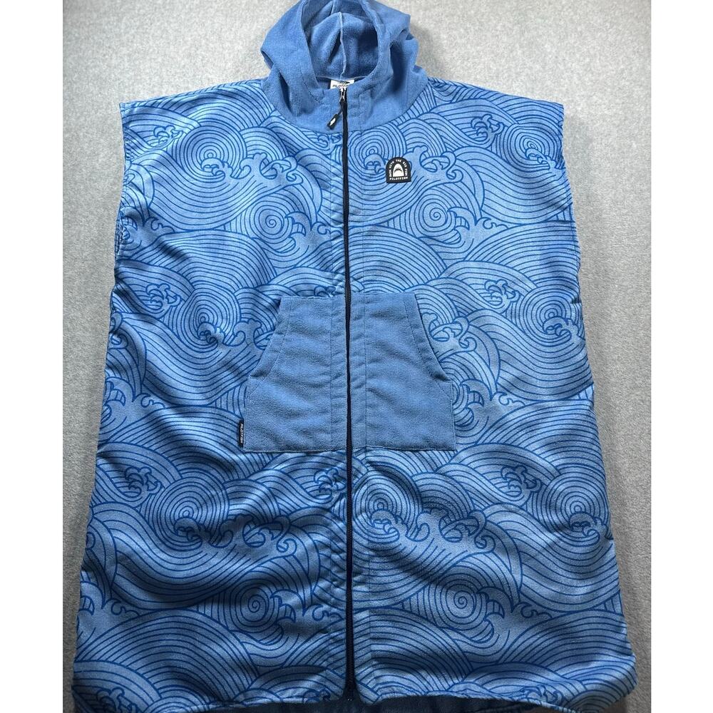 Pilotfish Swim With The Big Fish Changing Robe Large Full Zip Blue Wave Hooded
